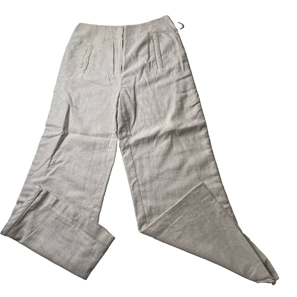JASON WU Relaxed Fit‎ Straight Leg Braid Detail Linen Pants Size  6 NWT